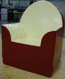 stoel, rood-wit,volledig poyether